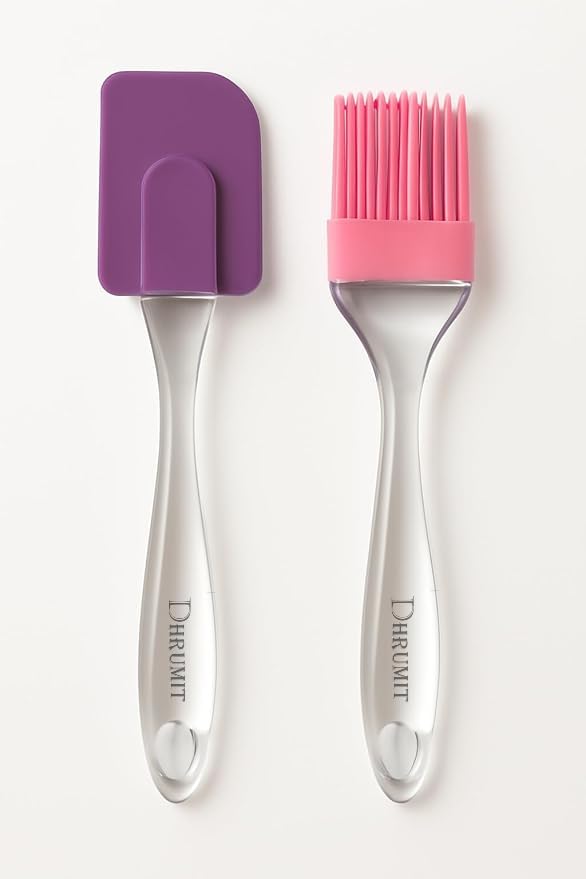 Silicone Spatula and Pastry Brush Set, Multicolour, Kitchen Baking Tools